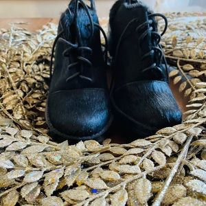 Alexander Wang Black Calf hair Wedge Oxfords